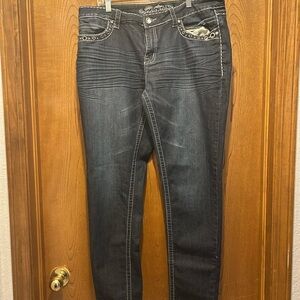 Wax Jean Women's Dark Blue Jeans with Silver Accents